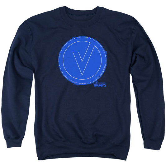 The Vamps Frayed Patch Mens Crewneck Sweatshirt Navy Blue