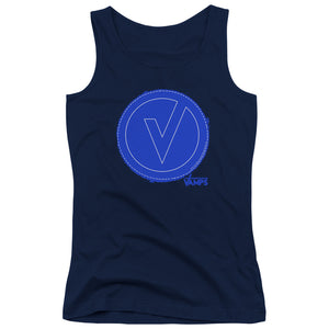 The Vamps Frayed Patch Womens Tank Top Shirt Navy Blue