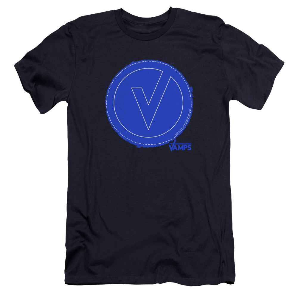 The Vamps Frayed Patch Premium Bella Canvas Slim Fit Mens T Shirt Navy Blue