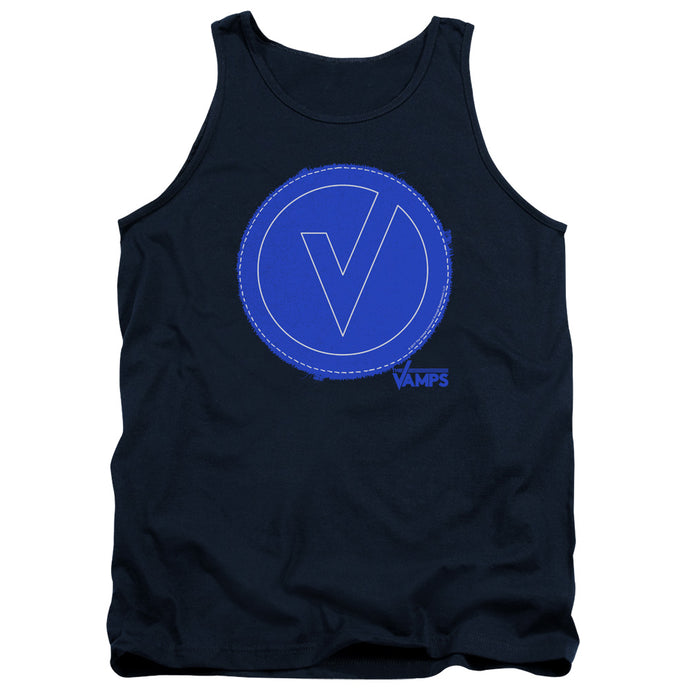 The Vamps Frayed Patch Mens Tank Top Shirt Navy Blue