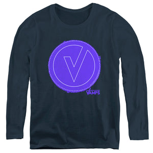 The Vamps Frayed Patch Womens Long Sleeve Shirt Navy Blue
