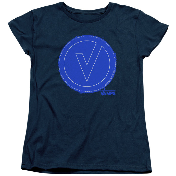 The Vamps Frayed Patch Womens T Shirt Navy Blue