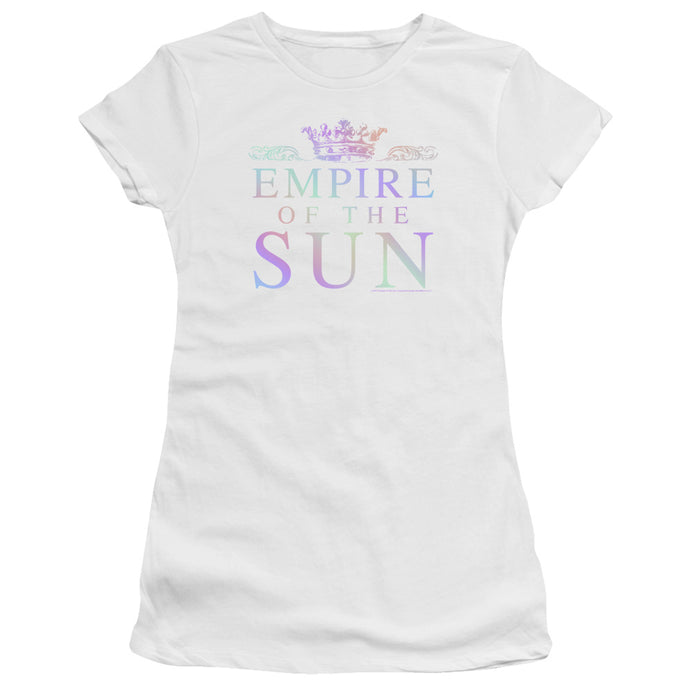 Empire Of The Sun Rainbow Logo Junior Sheer Cap Sleeve Womens T Shirt White