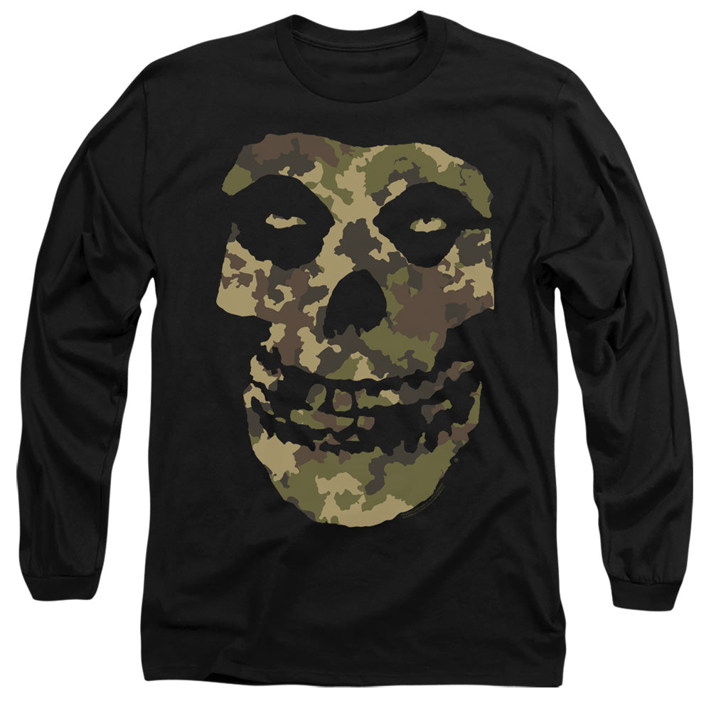 Misfits Camo Skull Mens Long Sleeve Shirt Black