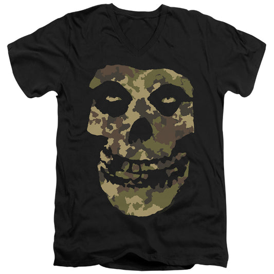 Misfits Camo Skull Mens Slim Fit V-Neck T Shirt Black