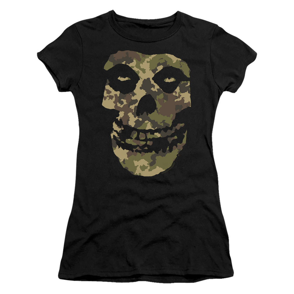 Misfits Camo Skull Junior Sheer Cap Sleeve Womens T Shirt Black