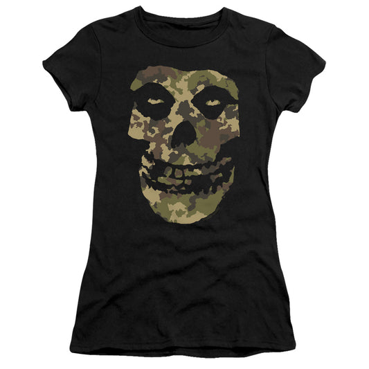 Misfits Camo Skull Junior Sheer Cap Sleeve Premium Bella Canvas Womens T Shirt Black