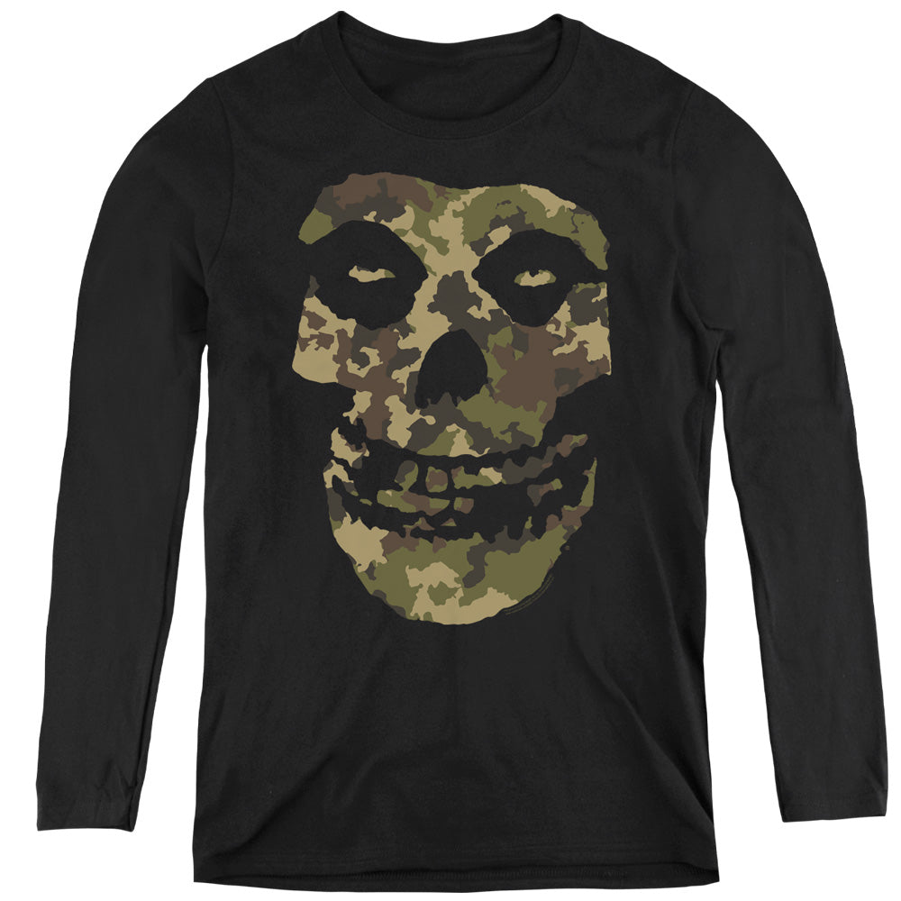 Misfits Camo Skull Womens Long Sleeve Shirt Black