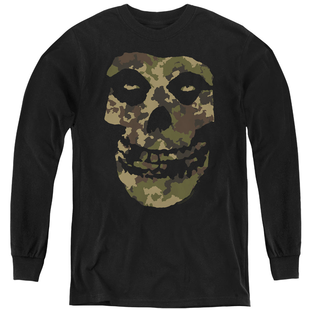 Misfits Camo Skull Long Sleeve Kids Youth T Shirt Black