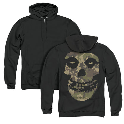 Misfits Camo Skull Back Print Zipper Mens Hoodie Black