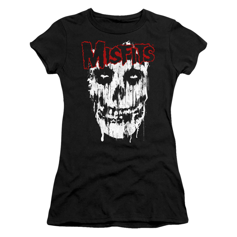 Misfits Splatter Junior Sheer Cap Sleeve Womens T Shirt Black