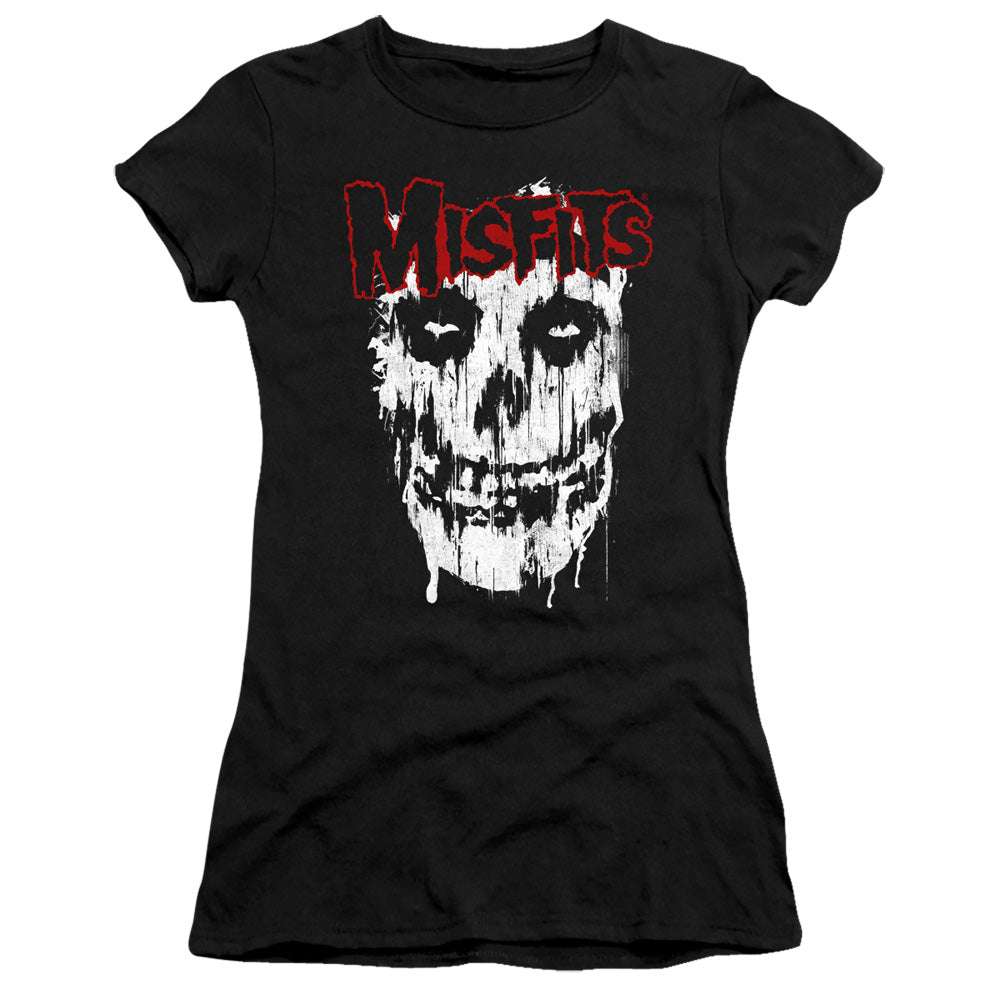 Misfits Splatter Junior Sheer Cap Sleeve Premium Bella Canvas Womens T Shirt Black