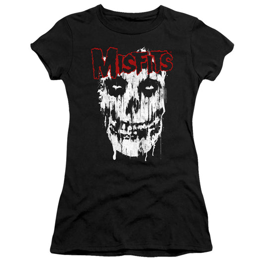 Misfits Splatter Junior Sheer Cap Sleeve Premium Bella Canvas Womens T Shirt Black