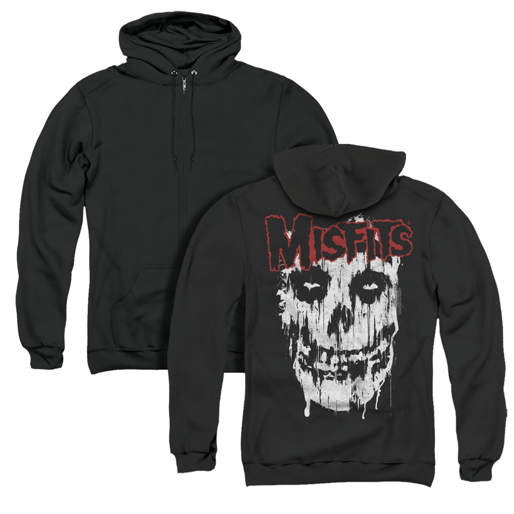 Misfits Splatter Back Print Zipper Mens Hoodie Black