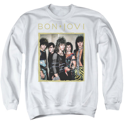 Bon Jovi Framed Mens Crewneck Sweatshirt White Officially Licensed