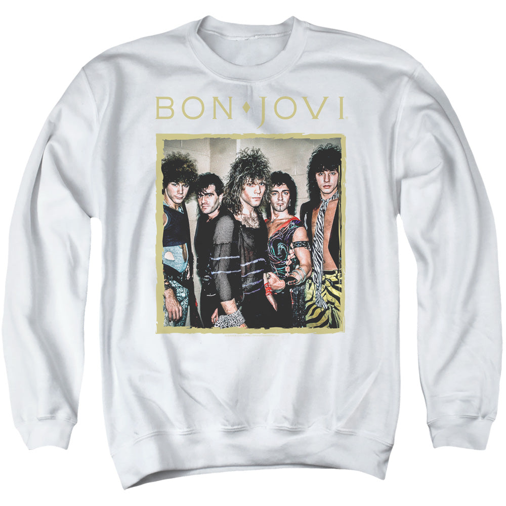 Bon Jovi Framed Mens Crewneck Sweatshirt White
