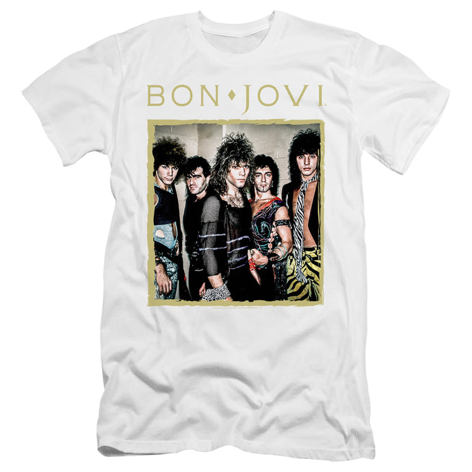 Bon Jovi Framed Premium Bella Canvas Slim Fit Mens T Shirt White