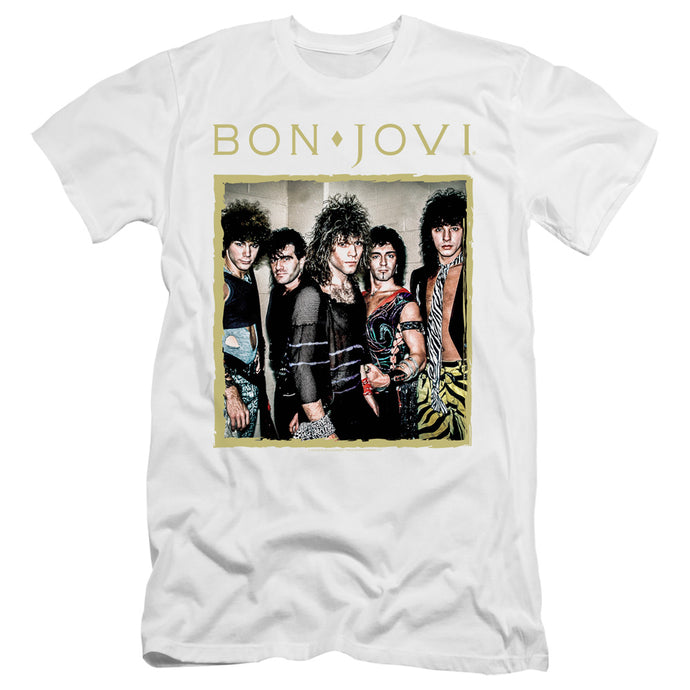 Bon Jovi Framed Slim Fit Mens T Shirt White