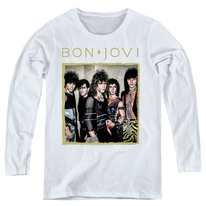 Bon Jovi Framed Womens Long Sleeve Shirt White