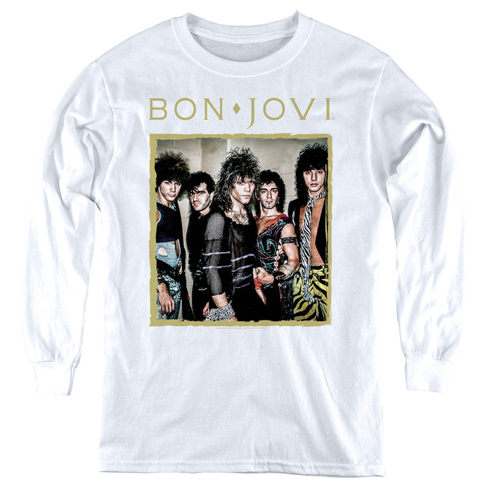 Bon Jovi Framed Long Sleeve Kids Youth T Shirt White