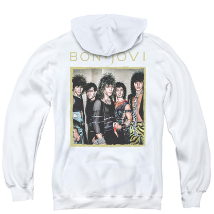 Bon Jovi Framed Back Print Zipper Mens Hoodie White