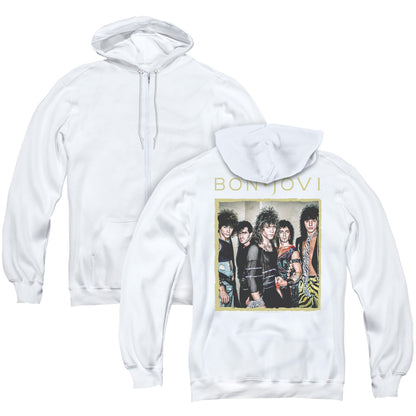 Bon Jovi Framed Back Print Zipper Mens Hoodie White