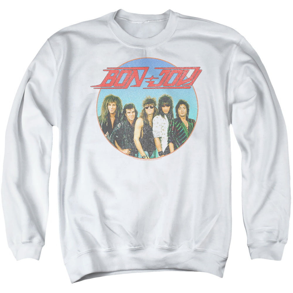 Bon Jovi Bon Sphere Mens Crewneck Sweatshirt White