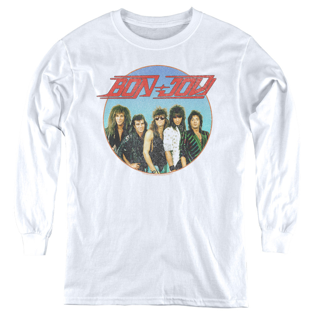 Bon Jovi Bon Sphere Long Sleeve Kids Youth T Shirt White