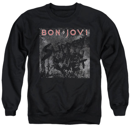 Bon Jovi Slippery Cover Mens Crewneck Sweatshirt Black Officially Licensed