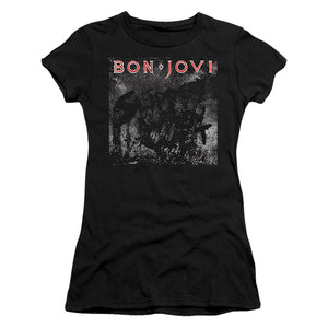 Bon Jovi Slippery Cover Junior Sheer Cap Sleeve Womens T Shirt Black
