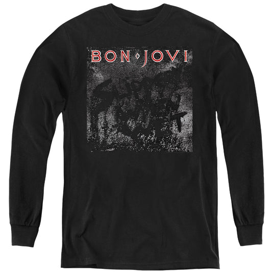 Bon Jovi Slippery Cover Long Sleeve Kids Youth T Shirt Black