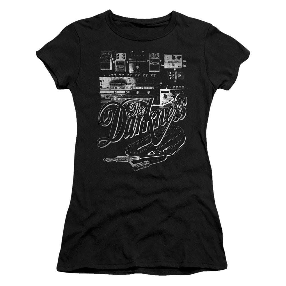 The Darkness Pedal Board Junior Sheer Cap Sleeve Womens T Shirt Black