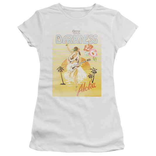 The Darkness Aloha Junior Sheer Cap Sleeve Womens T Shirt White