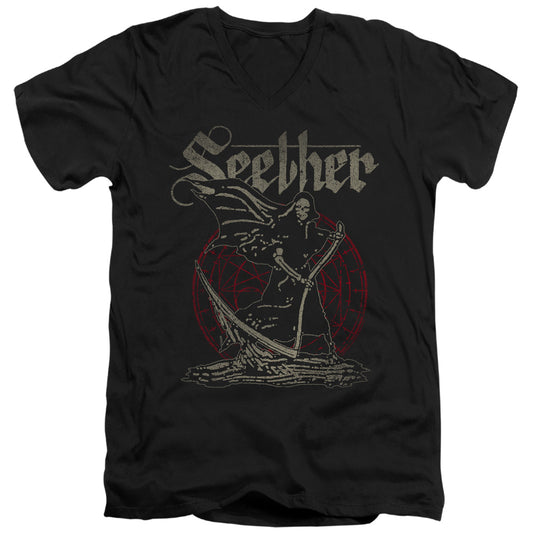 Seether Reaper Mens Slim Fit V-Neck T Shirt Black