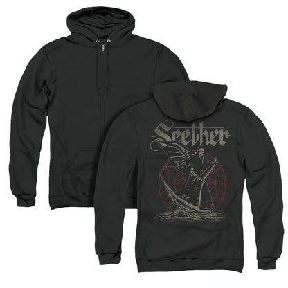 Seether Reaper Back Print Zipper Mens Hoodie Black