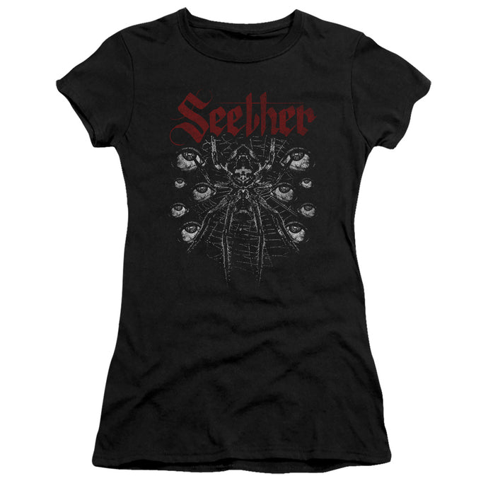 Seether Arachnoid Junior Sheer Cap Sleeve Premium Bella Canvas Womens T Shirt Black