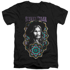 Steven Tyler Mandala Mens Slim Fit V-Neck T Shirt Black