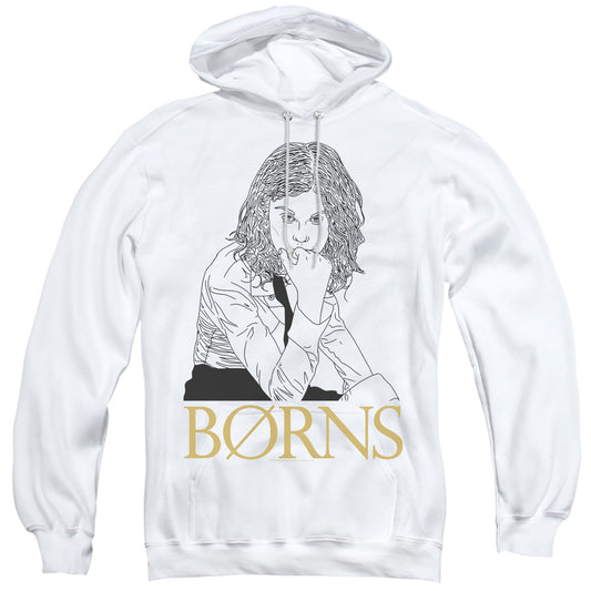 Borns Outline Mens Hoodie White