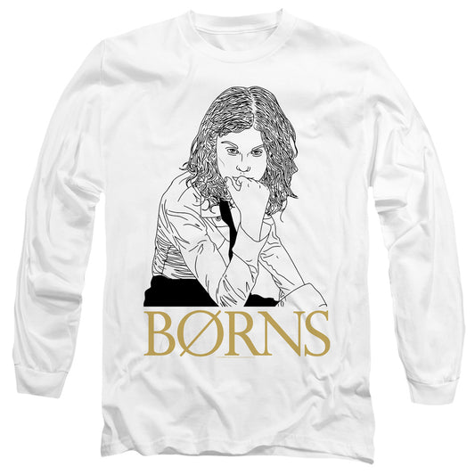 Borns Outline Mens Long Sleeve Shirt White