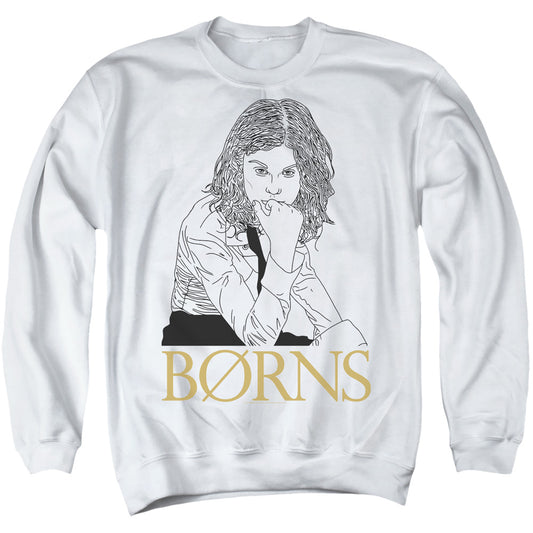 Borns Outline Mens Crewneck Sweatshirt White