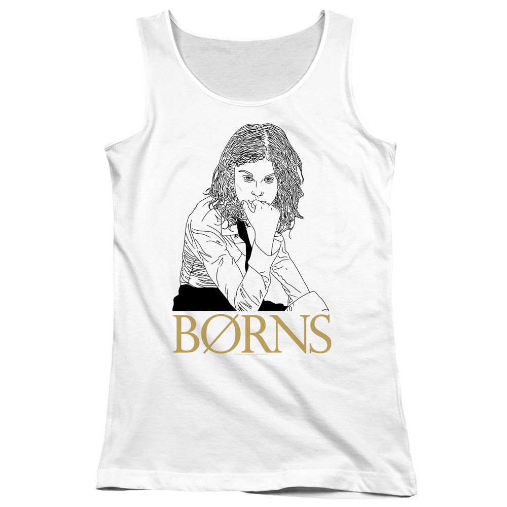 Borns Outline Womens Tank Top Shirt White