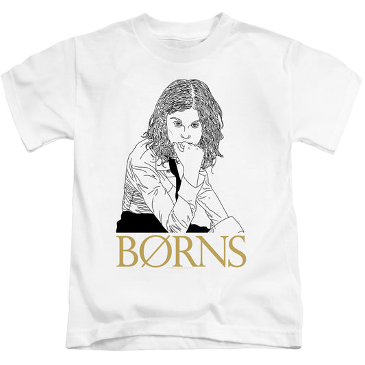 Borns Outline Juvenile Kids Youth T Shirt White