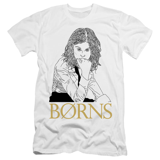 Borns Outline Premium Bella Canvas Slim Fit Mens T Shirt White