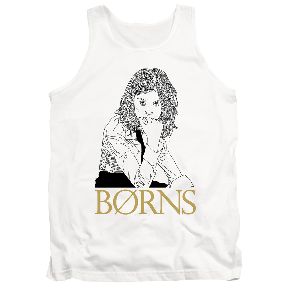 Borns Outline Mens Tank Top Shirt White