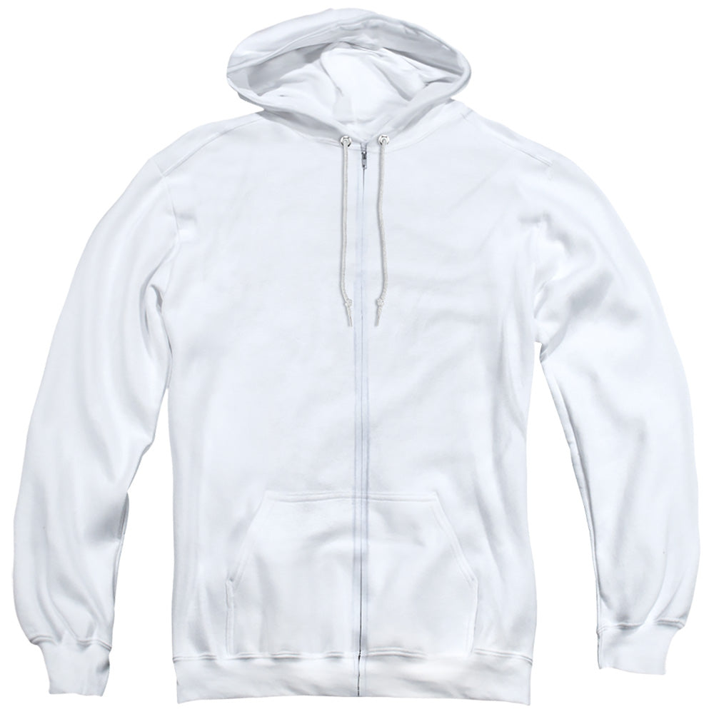 Borns Outline Back Print Zipper Mens Hoodie White