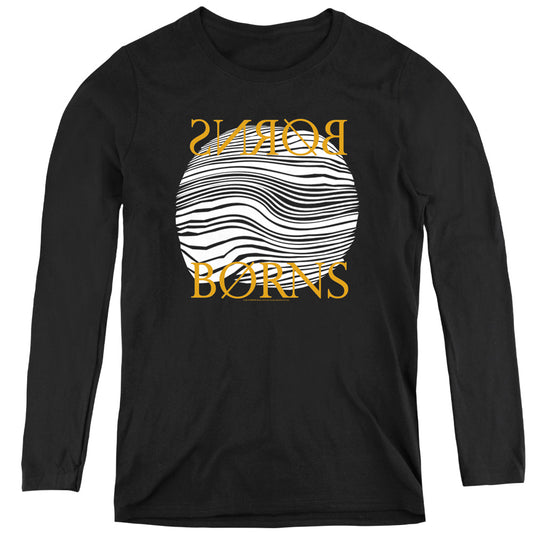 Borns Thumbprint Womens Long Sleeve Shirt Black