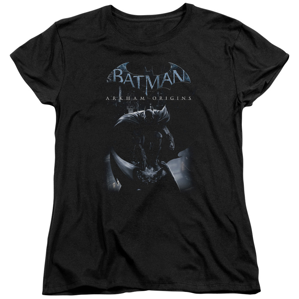 Batman Arkham Origins Perched Cat Womens T Shirt Black