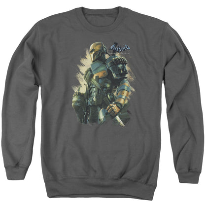 Batman Arkham Origins Deathstroke Mens Crewneck Sweatshirt Charcoal