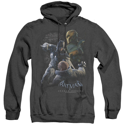 Batman Arkham Origins Punch Mens Heather Hoodie Black Officially Licensed