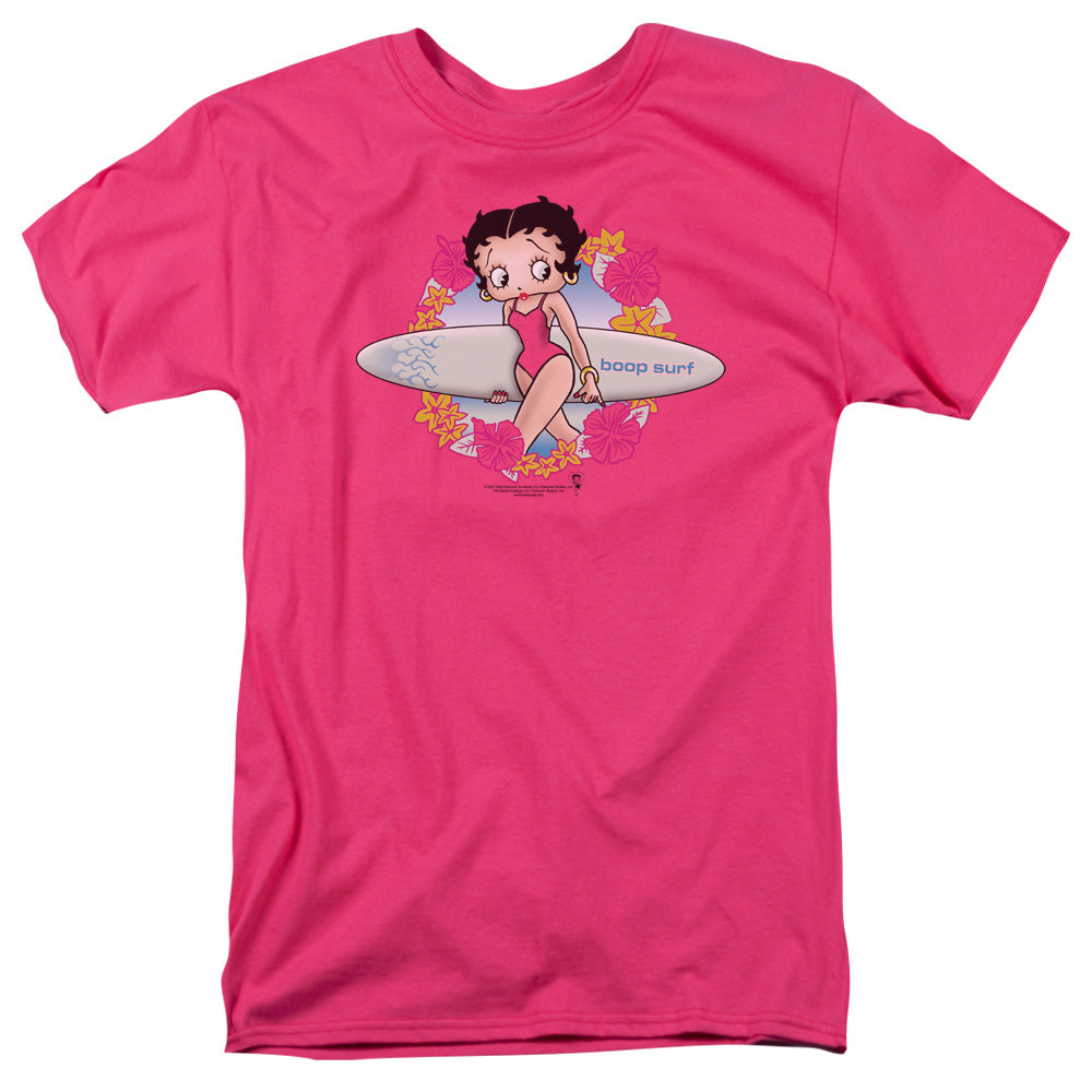 Betty Boop Surf Mens T Shirt Hot Pink